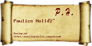 Paulics Holló névjegykártya